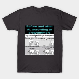 Before and after OpenAI and ChatGPT, according to programmers T-Shirt